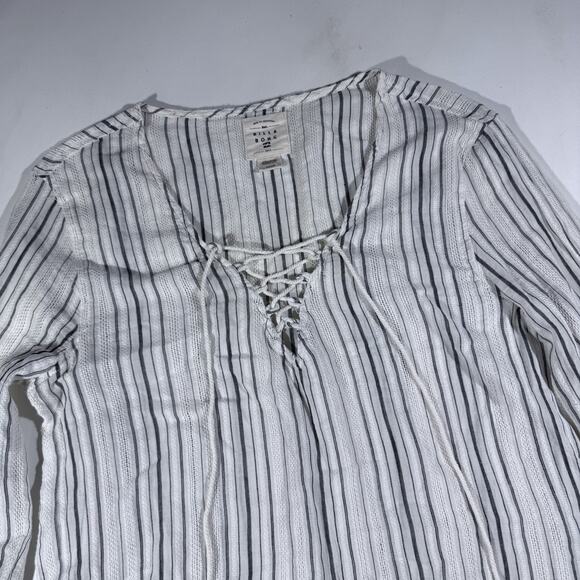 Billabong Striped Lace Up Tunic Cover Up Women’s Small Beach Boho Top - Picture 2 of 8